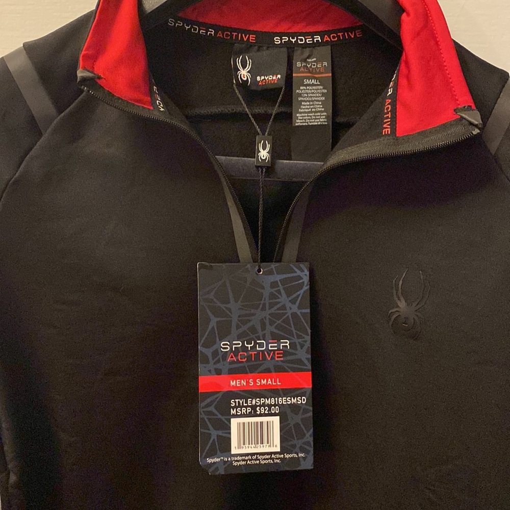 Spyder 1/4 zip men’s black long sleeve top - size small - Picture 9 of 11